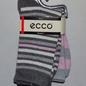 New Ecco gray/pink stripes 2 pack wool blend socks